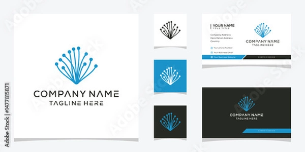 Fototapeta Neuron Nerve Cell or Coral Seaweed logo design, graphic vector icon technology