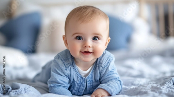 Fototapeta Water-based color innovation transforms denim babywear, ensuring a soft, gentle touch on sensitive skin while maintaining high sustainability standards.