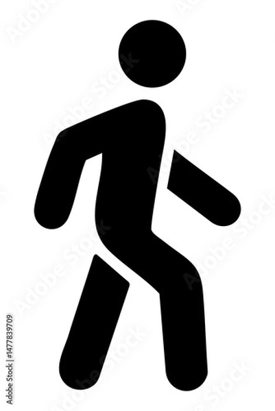 Obraz Walking man sign isolated on white background. Man flat png icon. People symbol