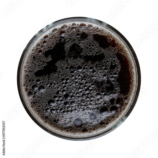 Fototapeta Top View Of Glass Filled With Dark Liquid  isolated on a transparent background
