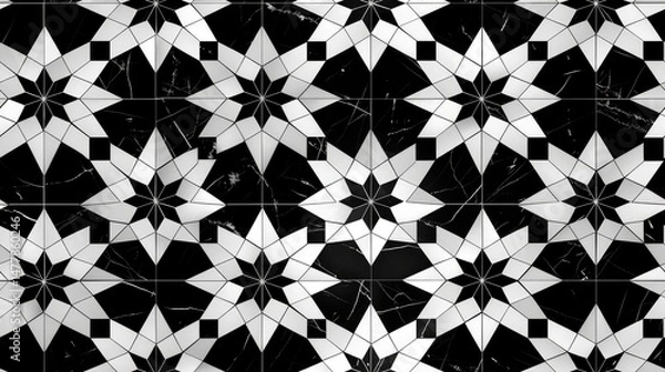 Obraz black and white tessellated arabesc pattern
