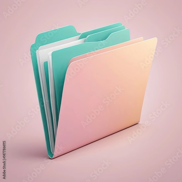 Fototapeta Modern File Folder Icon – Minimalist Document Storage Symbol for Digital Interface Design