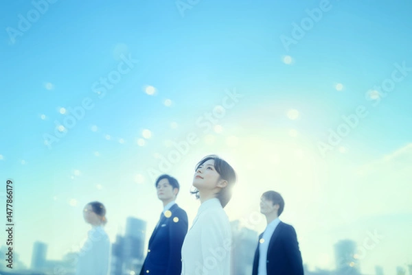 Obraz 新しいキャリアの始まり、希望に満ちたビジネスウーマン