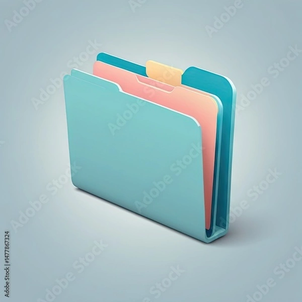 Fototapeta Modern File Folder Icon – Minimalist Document Storage Symbol for Digital Interface Design

