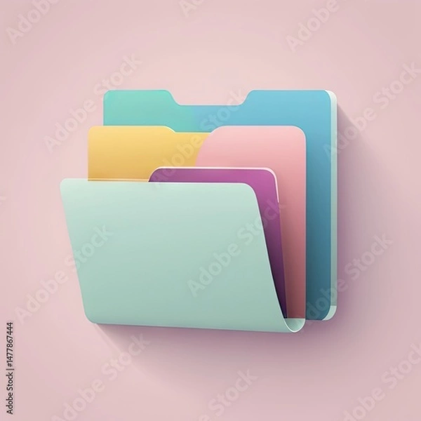 Fototapeta Modern File Folder Icon – Minimalist Document Storage Symbol for Digital Interface Design

