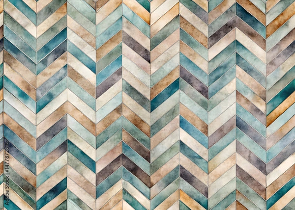 Fototapeta Watercolor chevron pattern design.