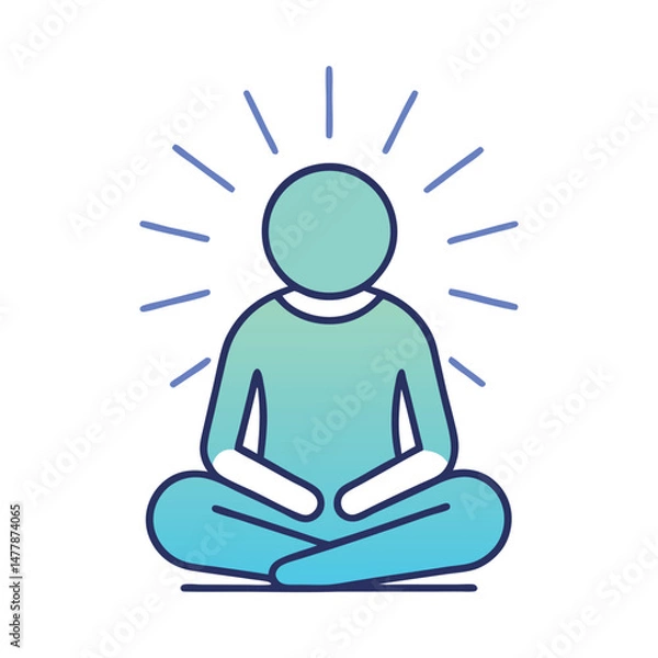 Fototapeta Meditating person in lotus position vector on white background