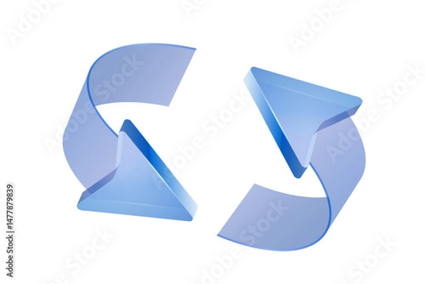Obraz Blue 3D arrows on a clean white background. Design template.