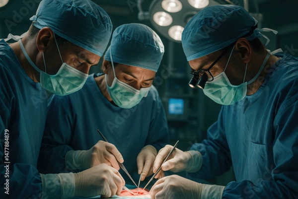 Fototapeta Medical staff busy in operation at the operating theater (OT). 