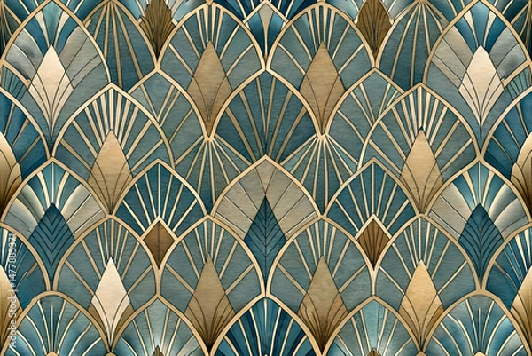 Obraz Art Deco Fish Scale Pattern Design.