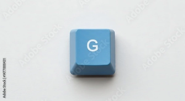 Obraz Isolated blue keyboard key with letter G on white background