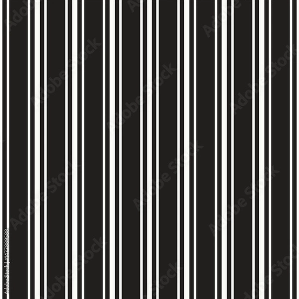 Fototapeta Vertical Ticking Stripes Seamless Vector Pattern Classic Elegant Black And White Background 