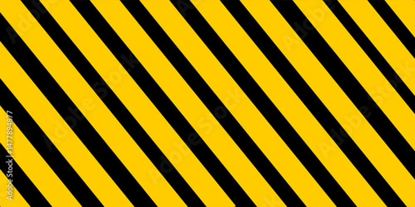 Fototapeta Caution background with slanted black and yellow stripes. Danger, stop or safety print. Hazard, forbidden or warning banner. Warning, restricted or emergency sign. Vector flat illustration.