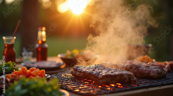 Obraz Backyard BBQ Evening with Friends