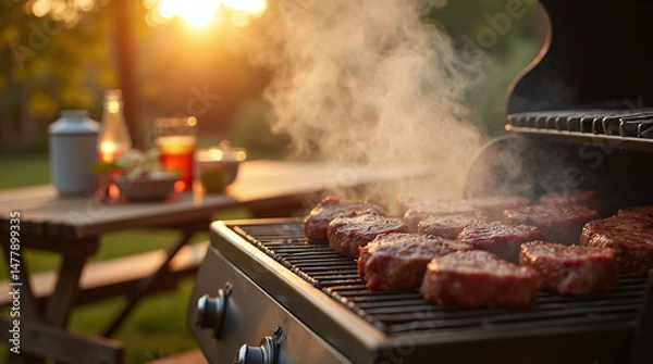 Obraz Backyard BBQ Evening with Friends