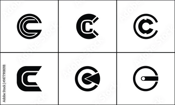Fototapeta Six Modern Variations of the Letter "C" Logo icon, A collection of six distinct, modern interpretations of the letter "C" logo and icon