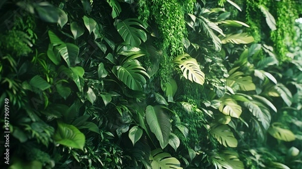 Obraz Lush Green Tropical Leaf Background Illustration