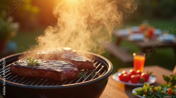 Obraz Backyard BBQ Evening with Friends