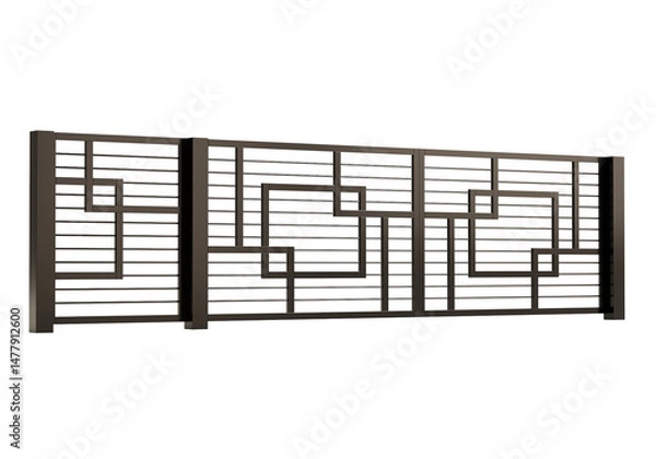 Fototapeta A metal gate with a design of squares and rectangles