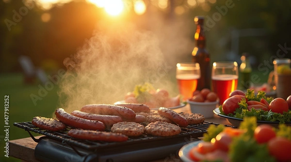 Obraz Backyard BBQ Evening with Friends