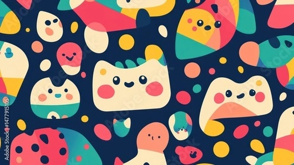 Fototapeta Cute abstract shapes pattern (1)