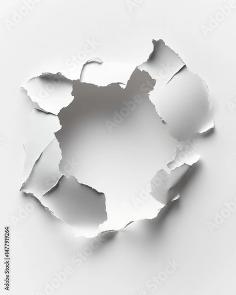 Obraz Torn white paper revealing bright space studio shot minimalist design concept abstract background texture blank canvas