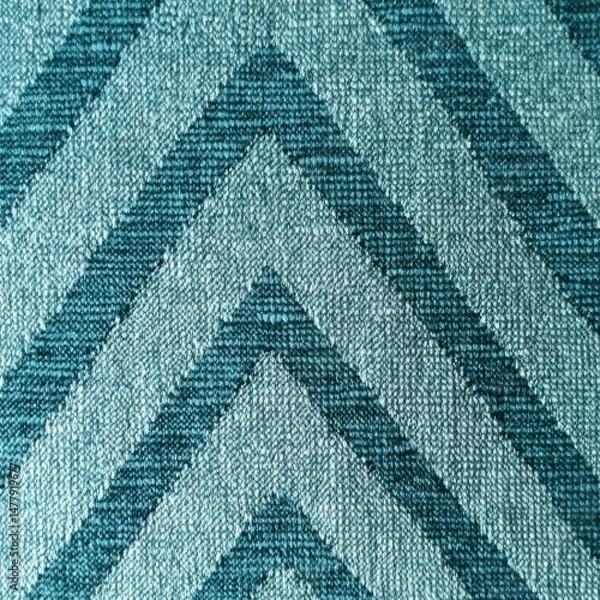 Obraz Teal chevron pattern close up abstract texture background textile design surface in studio shot for graphic element
