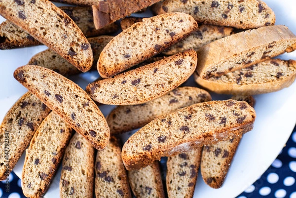 Obraz A plate of Italian biscotti cookies 