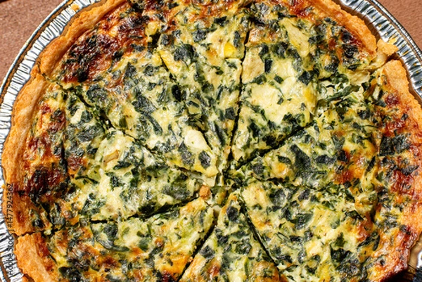 Obraz A close-up of a spinach quiche 