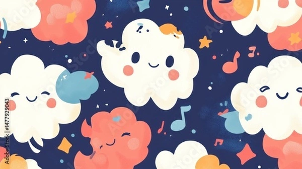 Fototapeta Cute clouds pattern (1)