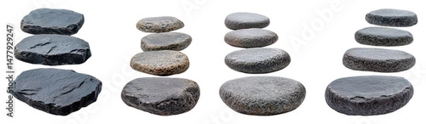 Fototapeta Collection of stepping stones isolated on transparent background