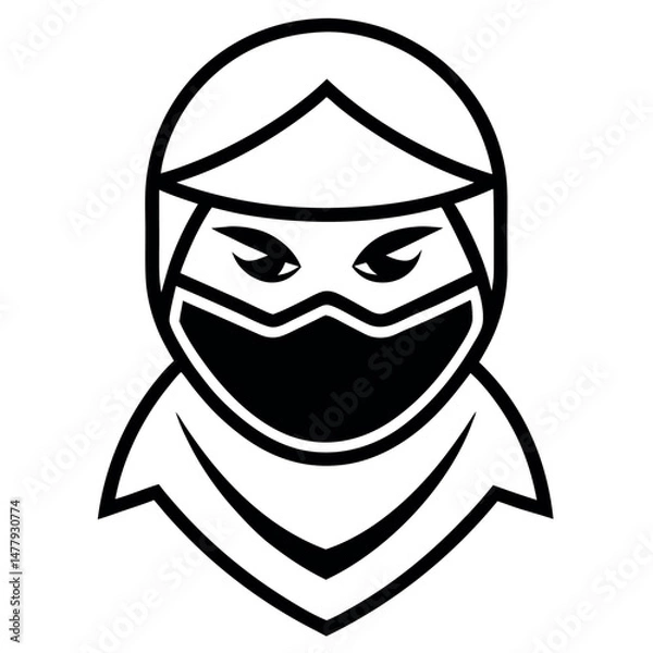 Obraz Intrepid female ninja in a stylized graphic design.