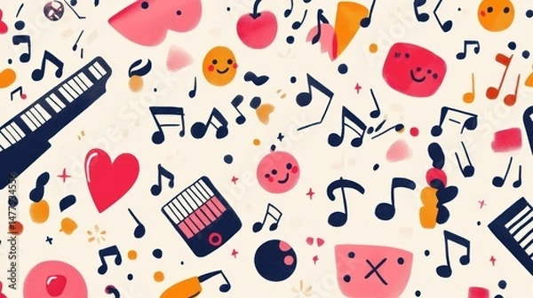 Obraz Cute music and art pattern