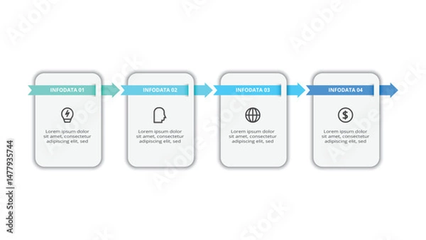 Obraz Workflow concept for infographic with 4 steps, options, parts or processes. Business data visualization.