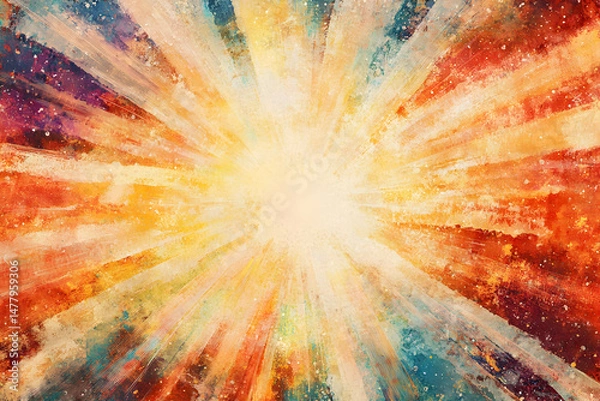 Fototapeta Bright Abstract Explosion of Colorful Light Rays on Canvas