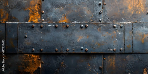 Fototapeta Weathered Metallic Texture with Rust and Industrial Design Elements