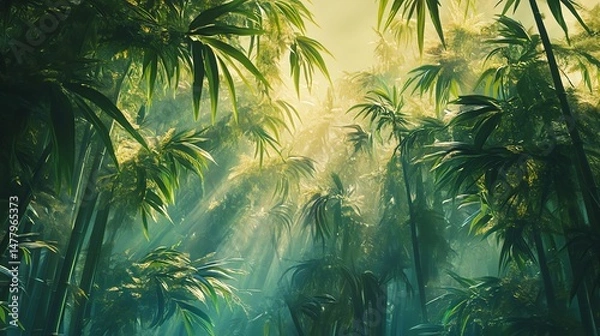 Obraz Lush Bamboo Forest Illustration