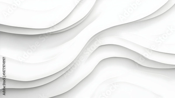 Obraz Abstract White Texture with Flowing Wave Shapes and Soft Shadows