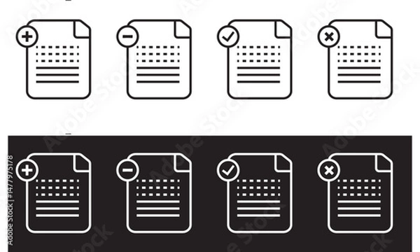 Fototapeta Thin line document icon set illustration