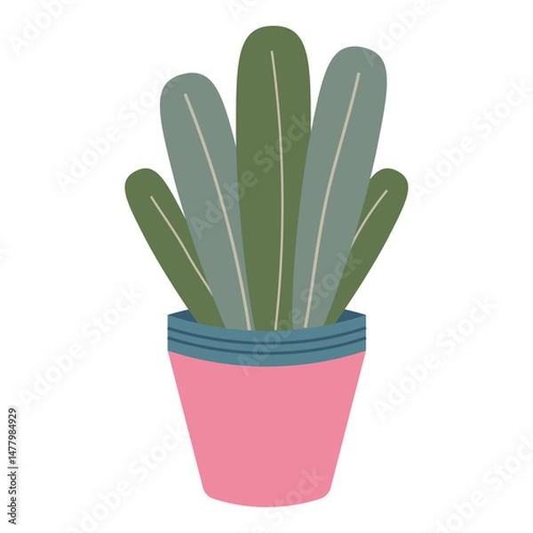 Obraz Meditation time, hand drawn element: plant. Vector flat illustration of meditation stuff, equipments, yoga accessories