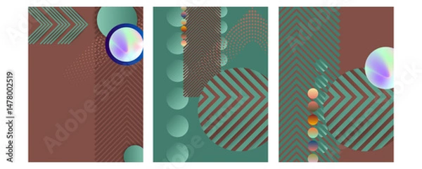 Fototapeta Set Bright juicy Bottle Green colors Fresh modern background with geometric elements, lines and dots for text, universal design, banner concept business