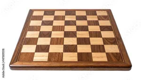 Fototapeta PNG Empty wooden chessboard with classic checkered design