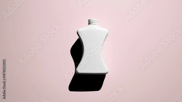 Fototapeta white outline of a shampoo jar on a plain background