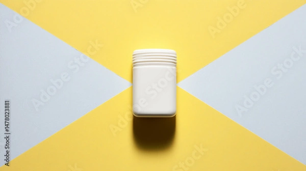 Fototapeta white outline of a shampoo jar on a plain background