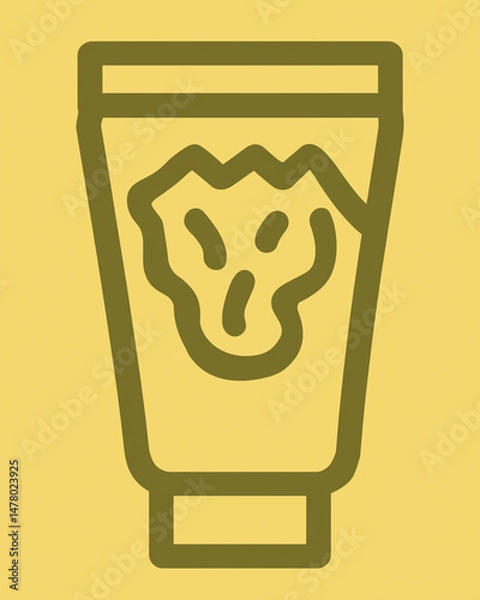 Fototapeta white outline of a tube of cream on a plain background