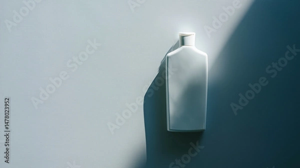 Fototapeta white outline of a shampoo jar on a plain background