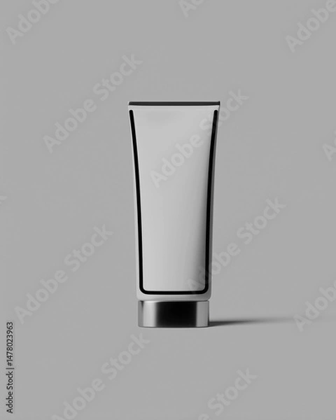Fototapeta white outline of a tube of cream on a plain background