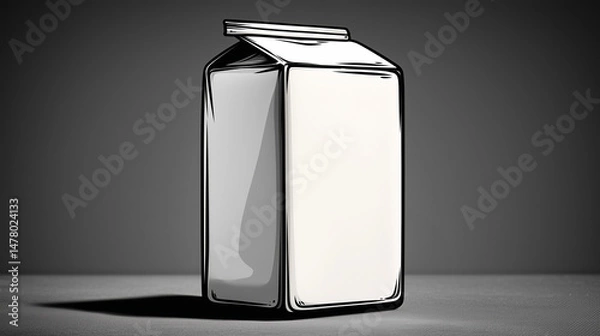 Fototapeta white outline of a juice, milk box on a plain background

