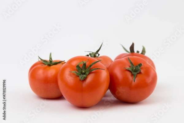 Obraz Fresh Large Tomatoes on White Background
