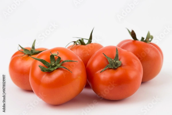 Obraz Fresh Large Tomatoes on White Background

